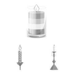 Vector design of paraffin and fire icon. Collection of paraffin and decoration stock symbol for web.