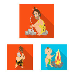 Vector design of evolution and prehistory logo. Collection of evolution and development stock vector illustration.