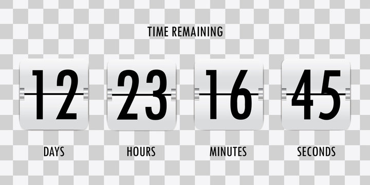 Vector Time Remaining Count Down Flip Board With Scoreboard Of Day, Hour, Minutes And Seconds.