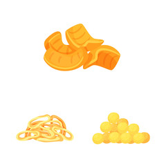 Vector design of food and crunchy icon. Set of food and flavor vector icon for stock.