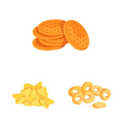 Isolated object of food and crunchy logo. Set of food and flavor stock symbol for web.