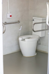 Toilet bowl or flush toilet in the special toilet for pregnant woman, elder and disabled. 