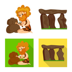 Isolated object of evolution and prehistory icon. Collection of evolution and development stock vector illustration.