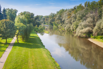 Poland, Malopolska, Oswiecim, Sola River and Park