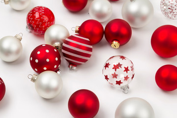 Christmas decoration on white background with copy space.