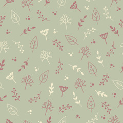 Seamless pattern of twigs and trees in scandinavian style