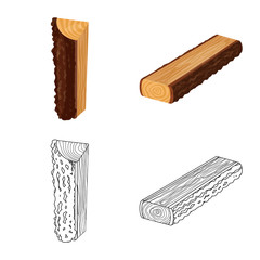 Isolated object of tree and raw logo. Set of tree and construction stock vector illustration.