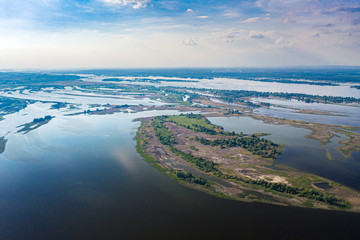 View on the valley of Volga river Natural landscape. View from above.
