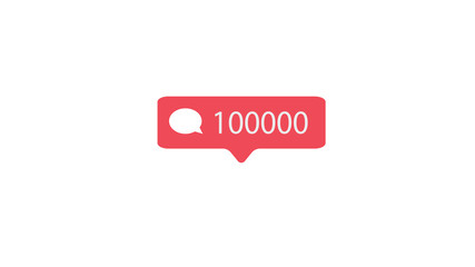 Counter, Comment Notification Symbol. Pink Button of Social Media on White Background.