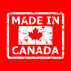 Made in canada stamp. Fabricated rubber seal texture
