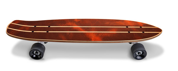 Wooden skate board with Leather texture isolated