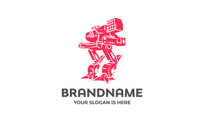 Logo of the combat robot. Gigantic robot with weapons