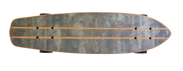 Wooden skate board with marble texture isolated