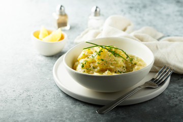 Traditional potato salad with herbs