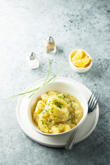 Traditional potato salad with herbs