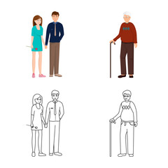 Isolated object of character and avatar icon. Collection of character and portrait stock symbol for web.