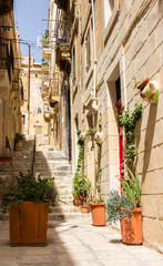 Fototapeta na wymiar Streets of Malta Three Cities in summer 