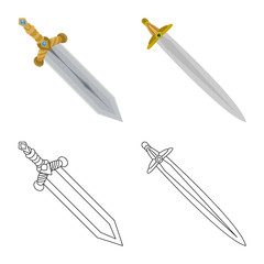 Vector design of game and armor sign. Set of game and blade vector icon for stock.