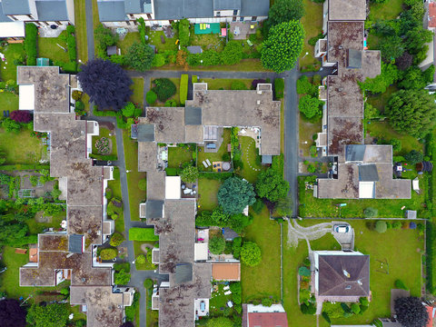 Aerial photography of a residential area in Andresy, Yvelines, France