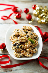 Festive Christmas cookies with raisins