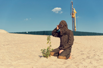Young girl in a post apocalyptic world