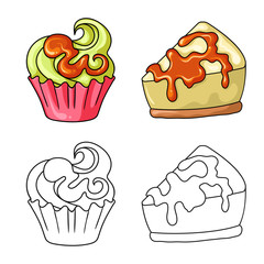 Vector design of confectionery and culinary symbol. Collection of confectionery and product stock vector illustration.