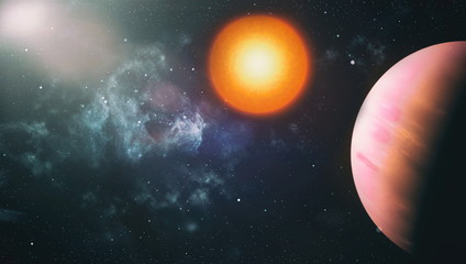 Futuristic abstract space background. Night sky with stars and nebula. Elements of this image...