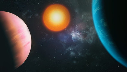 Futuristic abstract space background. Night sky with stars and nebula. Elements of this image...