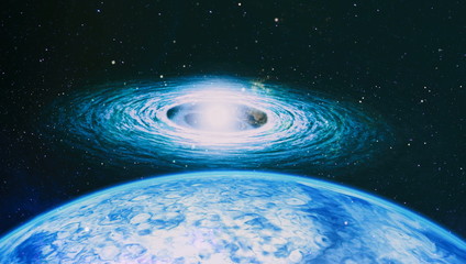 Futuristic abstract space background. Night sky with stars and nebula. Elements of this image...
