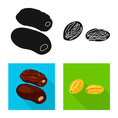 Isolated object of food and raw sign. Set of food and nature vector icon for stock.