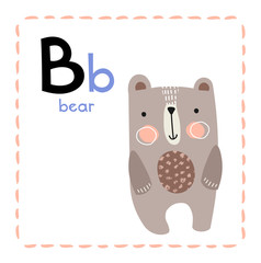Letter B. Funny Alphabet for young children. Learning English for kids concept with a font in black capital letters in vector