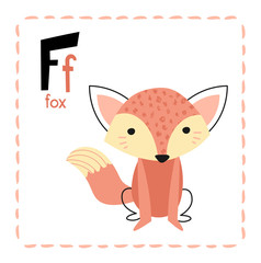 Letter F. Funny Alphabet for young children. Learning English for kids concept with a font in black capital letters in vector