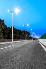 New city road and bright street lights at night