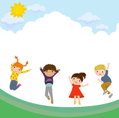 Group of jumping children