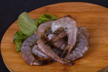 Raw king prawns ready for cooking