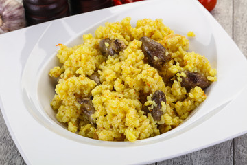 Rice with Chicken hearts