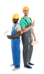 Male painters on white background