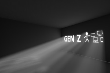GEN Z rays volume light concept 3d illustration