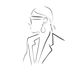 silhouette of a woman drawn by lines in minimalism