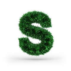 Uppercase green and ecology font. Letter S. 3D