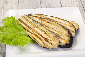 Grilled eggplant in the bowl