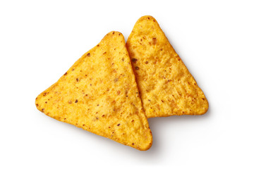 Mexican nachos chips, isolated on white background