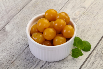 Yellow ripe cherry dessert