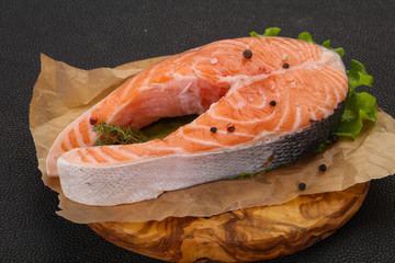 Raw salmon steak - ready for grill