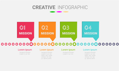 Abstract infographics number options template with steps, with 4 label. Can be used for workflow layout, diagram, business step options, banner, web design. Vector eps 10.