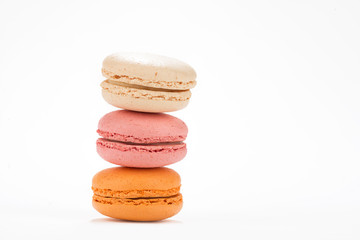 Colorful macaroons isolated on white background   