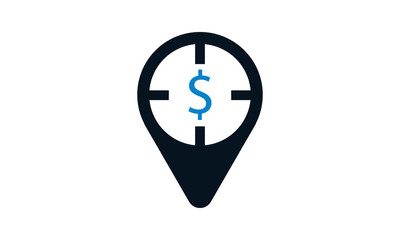 Bank location icon for map and financial services