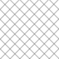 Diagonal checkered pattern of fine lines. Black and White vector illustration. Abstract geometric monochrome texture