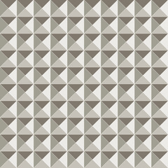 Ornamented pattern of monochrome triangles, seamless white and gray abstract vector background with square pyramids