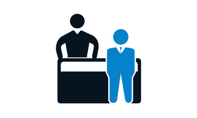Customer service desk icon for support and assistance